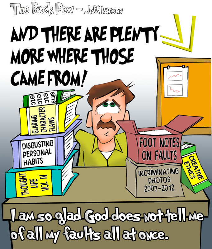 This christian cartoon illustrates how God's Grace is patient with our many faults.
