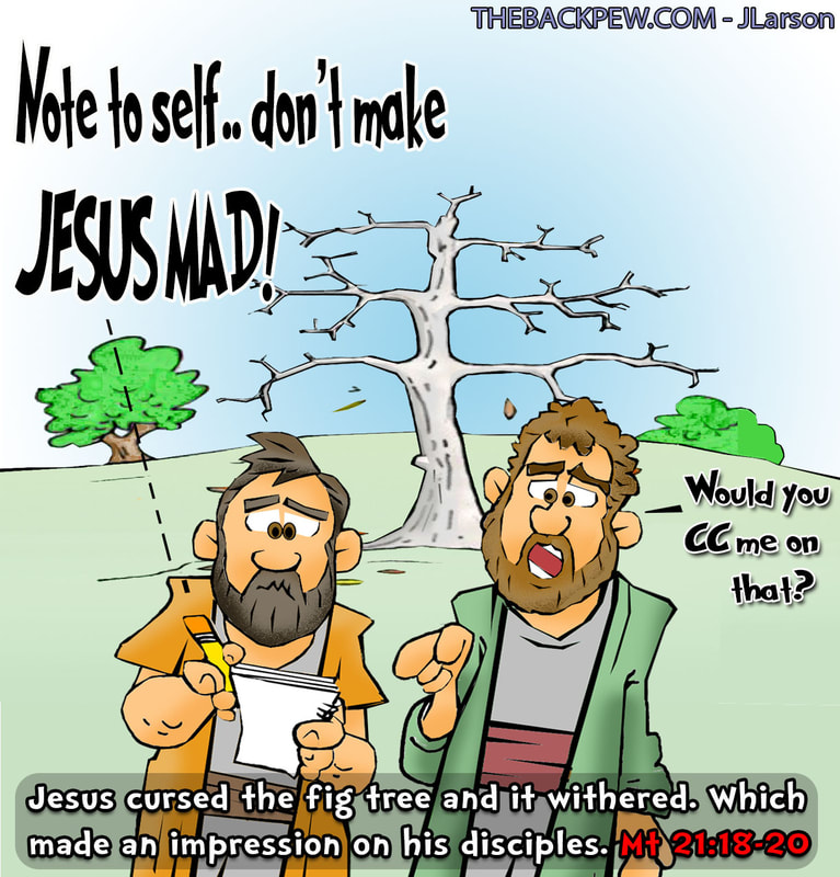 This gospel cartoon features Jesus cursing the fig tree
