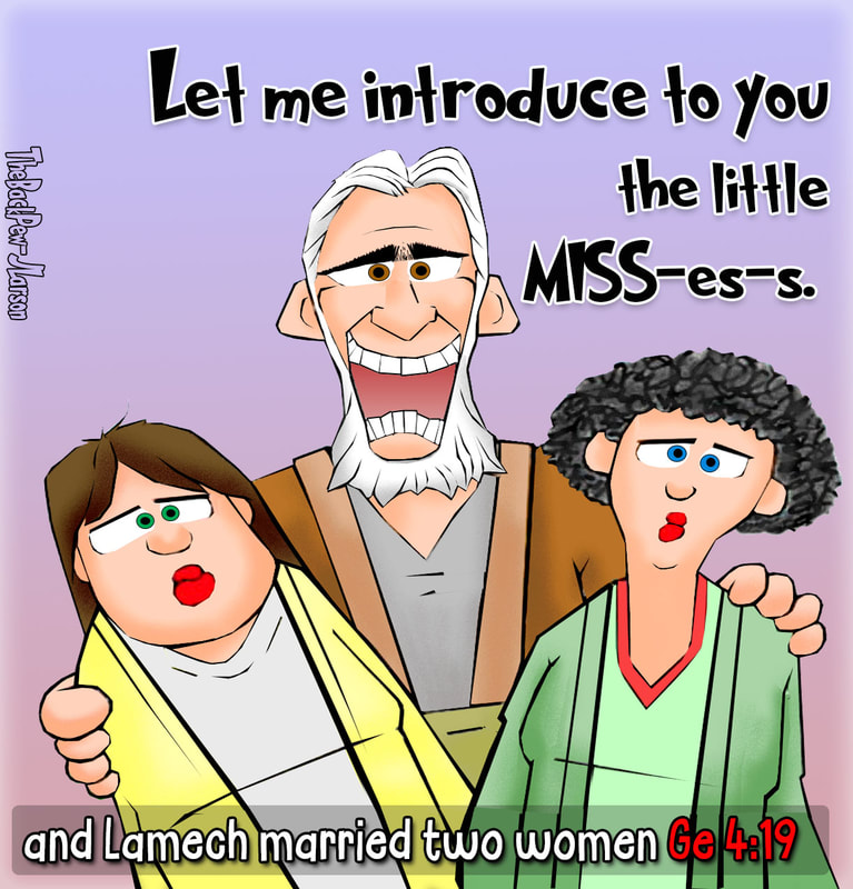 Lamech cartoons from Genesis 4:19 about him marrying two women
