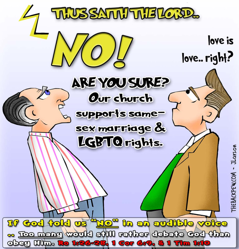 This Christian Cartoon illustrates the conflict between God's unchanging truths and progressive churches