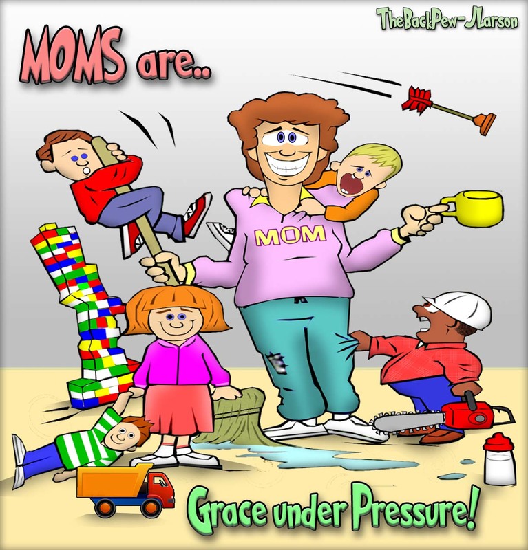 baby cartoons, Romans 5:3, baby christian cartoons, mom cartoons, mom grace under pressure cartoons