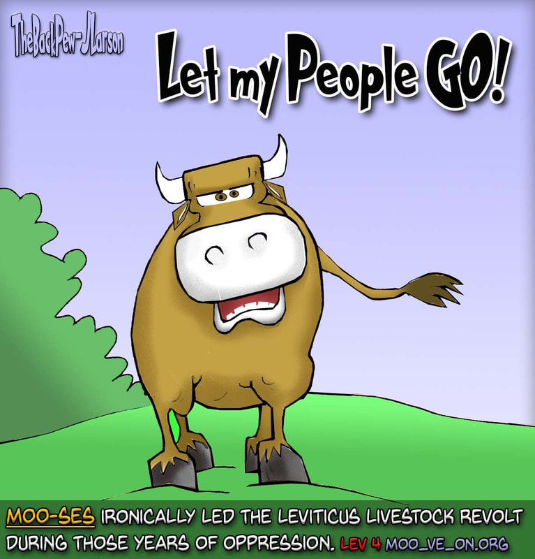 this bible cartoon features a bull named MOOses who led a revolt in Leviticus 4 (maybe)