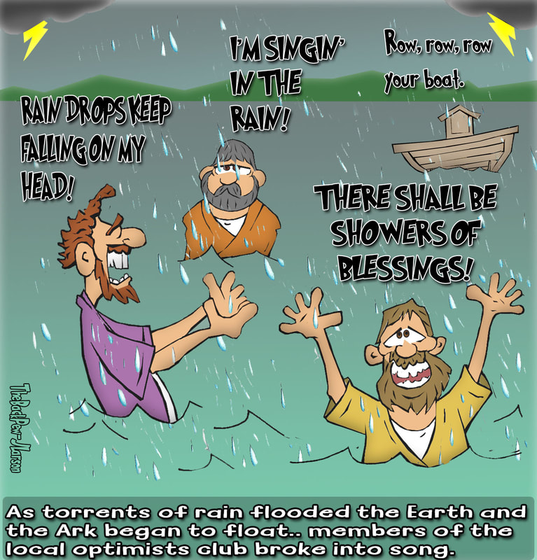 Noah cartoons of the great flood in Genesis 7