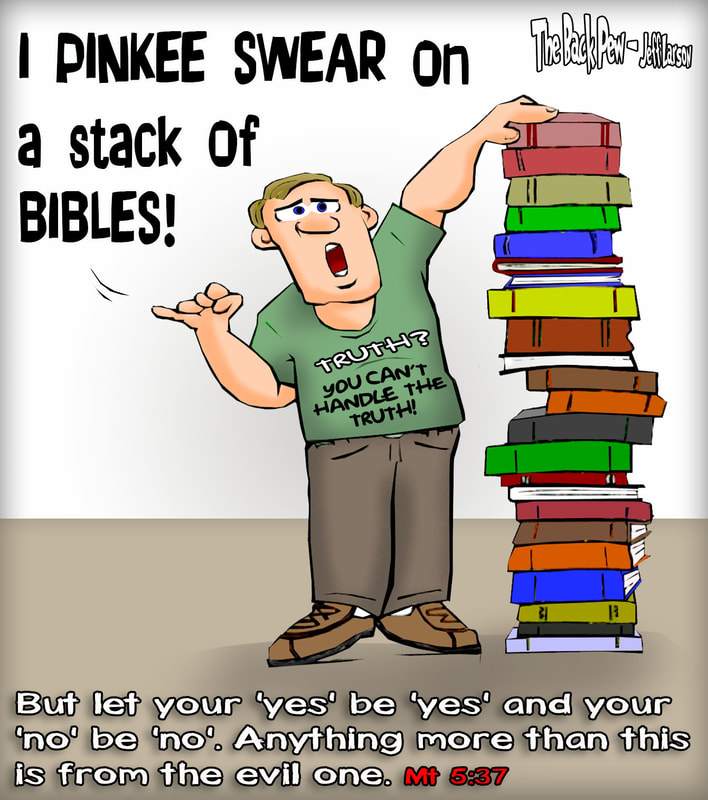 This christian cartoon features scripture advice on simply telling the truth