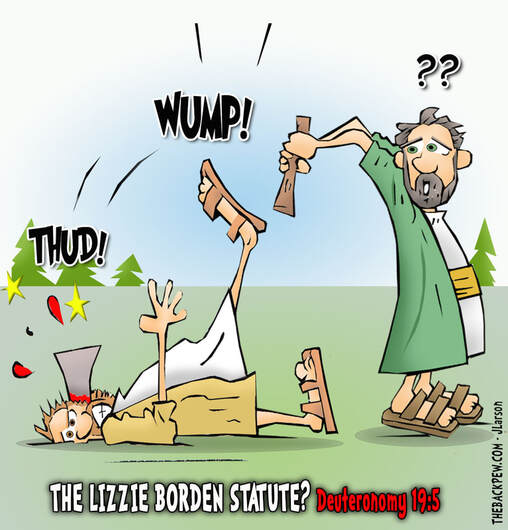This Bible cartoon illustrates an Old Testament law regarding Ax Head insurance claimsPicture