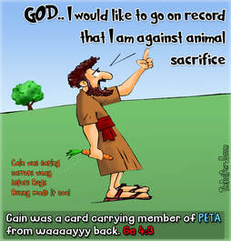 This Bible Cartoon features Cain telling God he is a member of PETAPicture