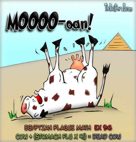 This bible cartoon features the story from Exodus 9:3 where the cattle were cursed in Egypt