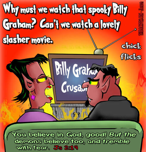 This christian cartoon features the bible truth it is not good enough just to believe in God