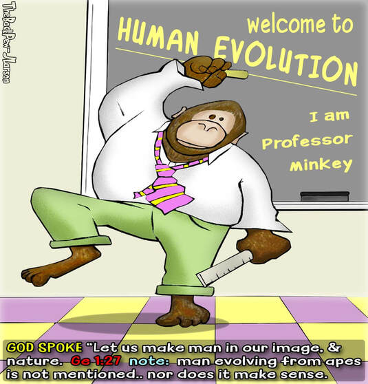 This christian cartoon features the debate of evolution versus creationism