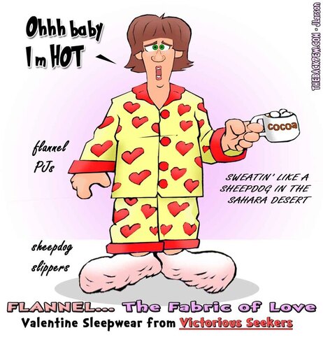 This Christian cartoon features flannel pajamas proclaiming them as the fabric of love