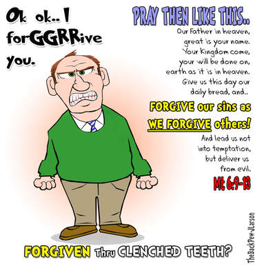 This Christian cartoon features forgiveness through clenched teeth