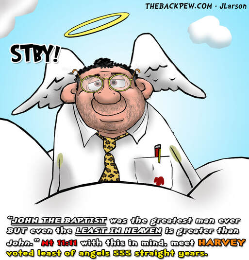 This Heaven cartoon features Harvey, the least of angels