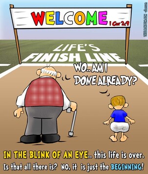 This christian cartoon features how short this life is referencing 1 Corinthians 2:9