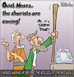 This bible cartoon features the story of Moses getting ready to part the Red Sea
