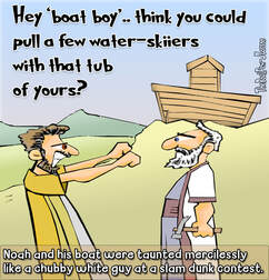 This bible cartoon features the Genesis story of Noah building the Ark.