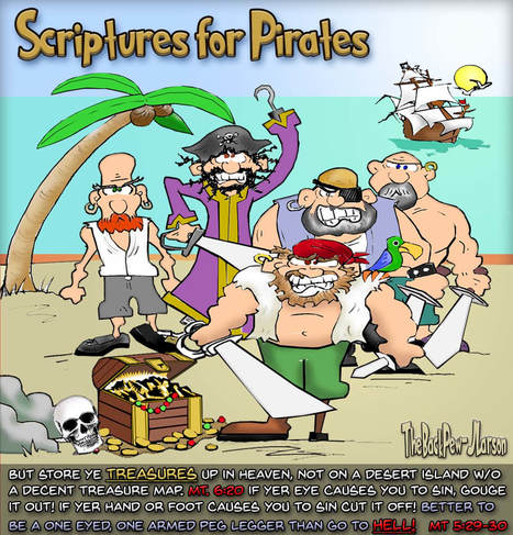 This christian cartoon features Scriptures for Pirates?