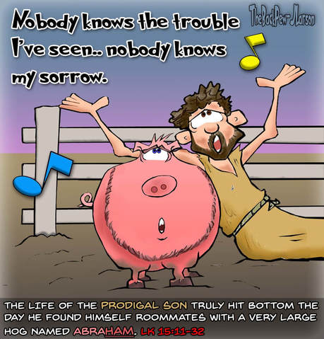 This gospel cartoon features the story of the prodigal son