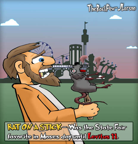 this bible cartoon features instructions found in Leviticus 11 not to eat rats.  Glad they told me. :)