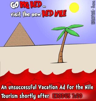 This bible cartoon features the story in Exodus 7 when God turned the Nile River into blood