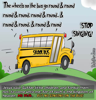 This School Cartoon features kids singing on the bus