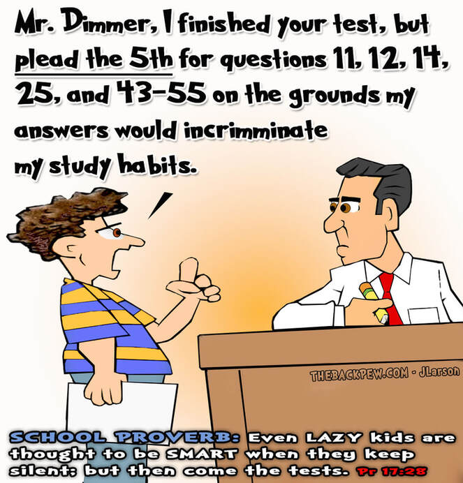 This christian cartoon features a student poorly prepared for a test