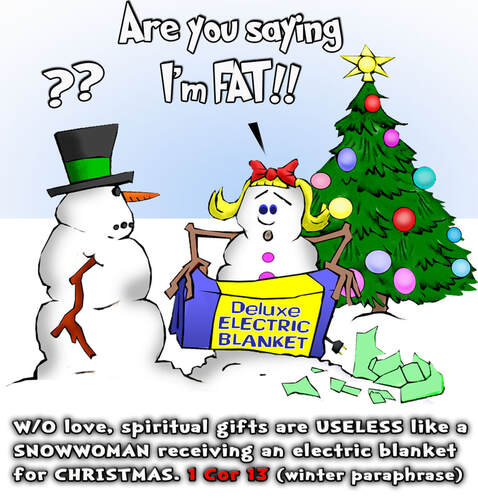 This Christmas cartoon features a snowman giving bad presents