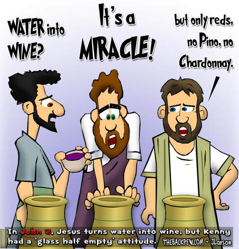 this gospel cartoon features Jesus turning water into wine