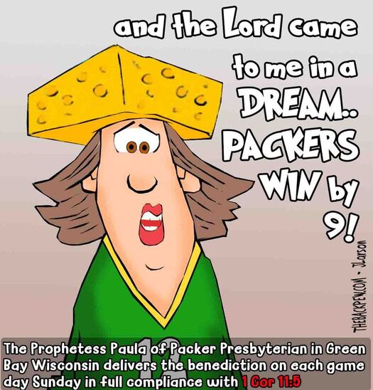 This church cartoon features the Prophetess Paula from Wisconsin