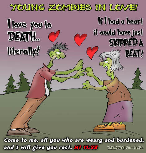 This Christian Cartoon features young Zombies in Love