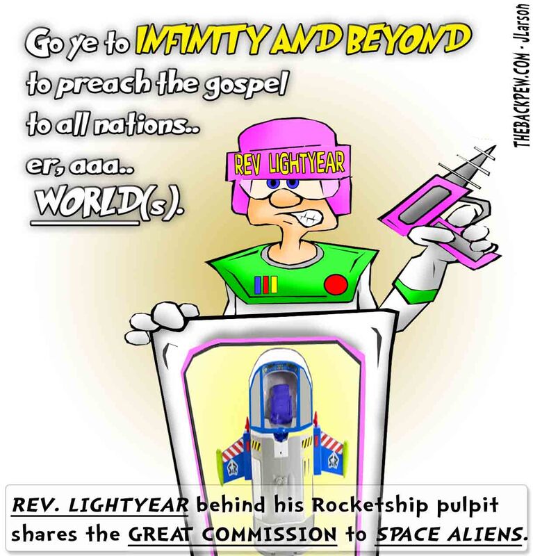 This christian cartoon features the Great Commission presented by Rev. Lightyear