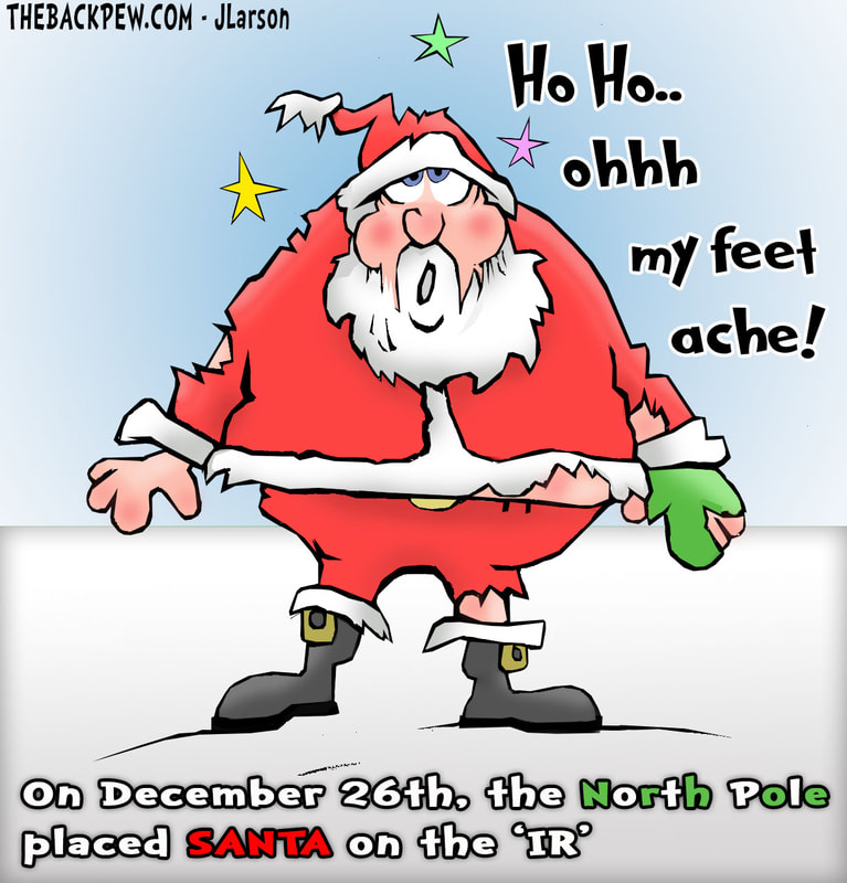 This Christmas cartoon features Santa being placed on Injured Reserve after injuries sustained on December 25th