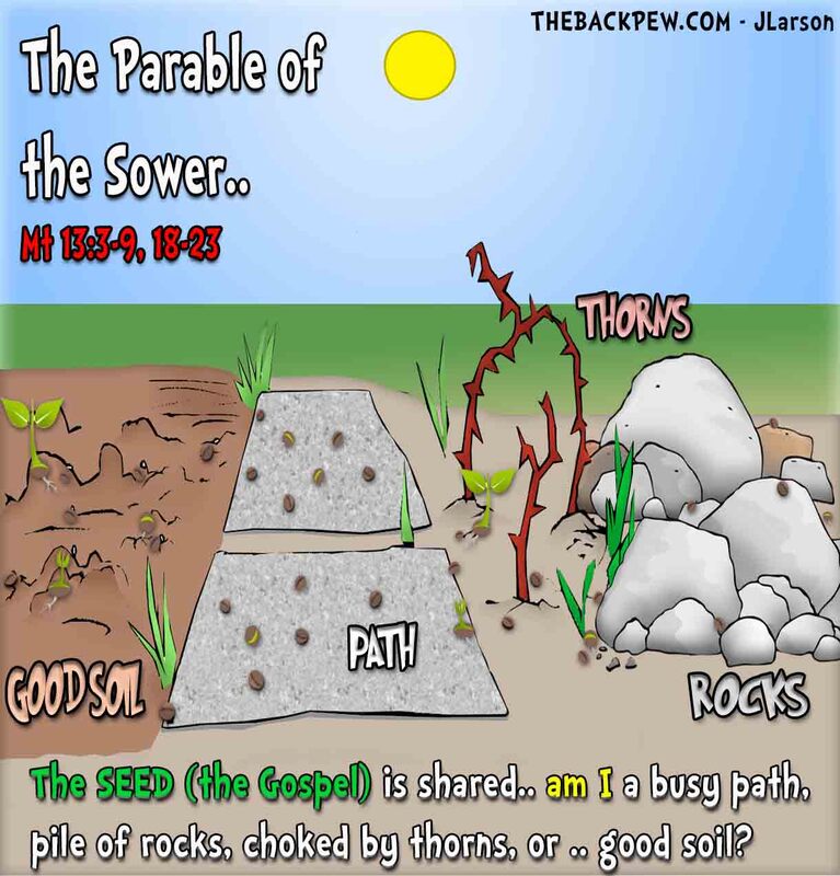 This Christian Cartoon features the Parable of the Sower from the Gospels Picture