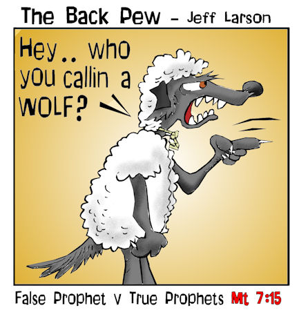 sheep cartoons, bible cartoons, wolf in sheep clothes cartoons, matthew 7:15