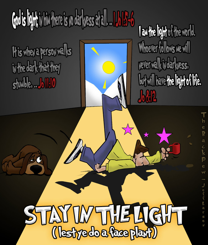 This gospel cartoons illustrates the gospel teaching of Jesus Christ to stay out of the dark and remain in the light so that you do not stumble