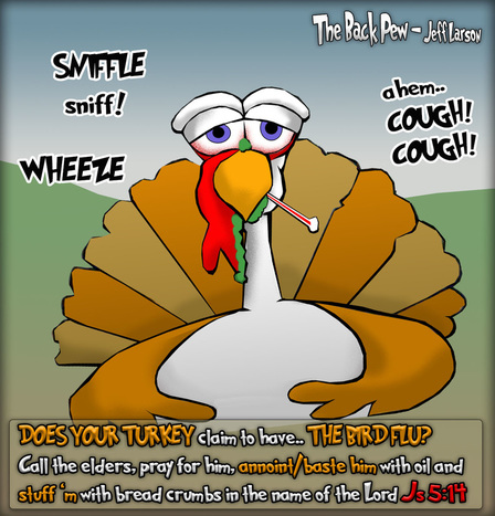 This Thanksgiving cartoon features a sick turkey