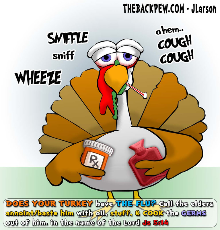 This Thanksgiving cartoon features a sick turkey
