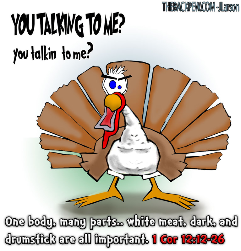 This Thanksgiving cartoon features  a turkey doing a Robert Deniro imitation