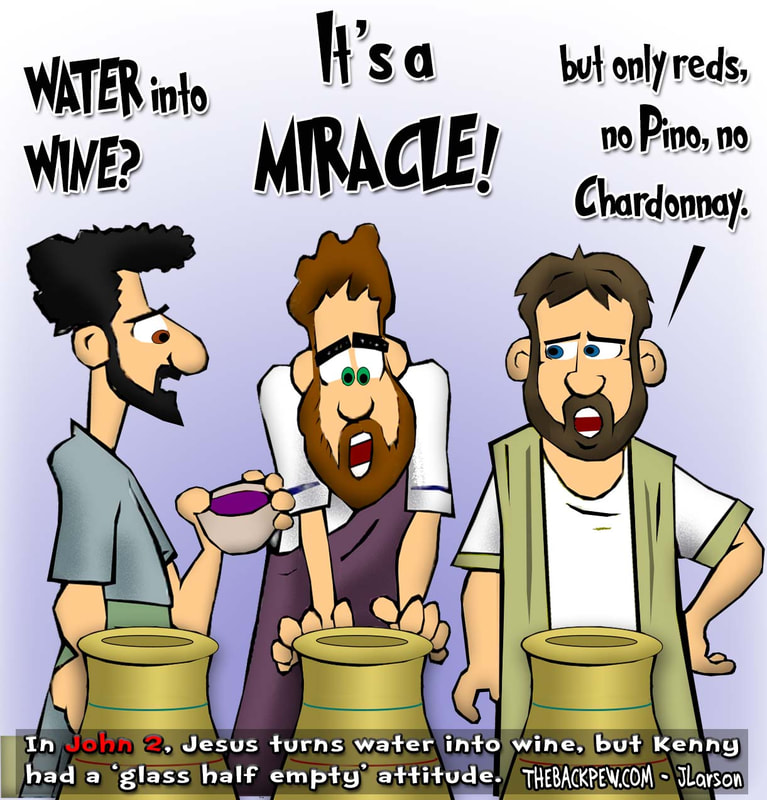 gospel cartoons, christian cartoons, water into wine cartoons, Jesus cartoons, John 2, miracles of Jesus cartoons
