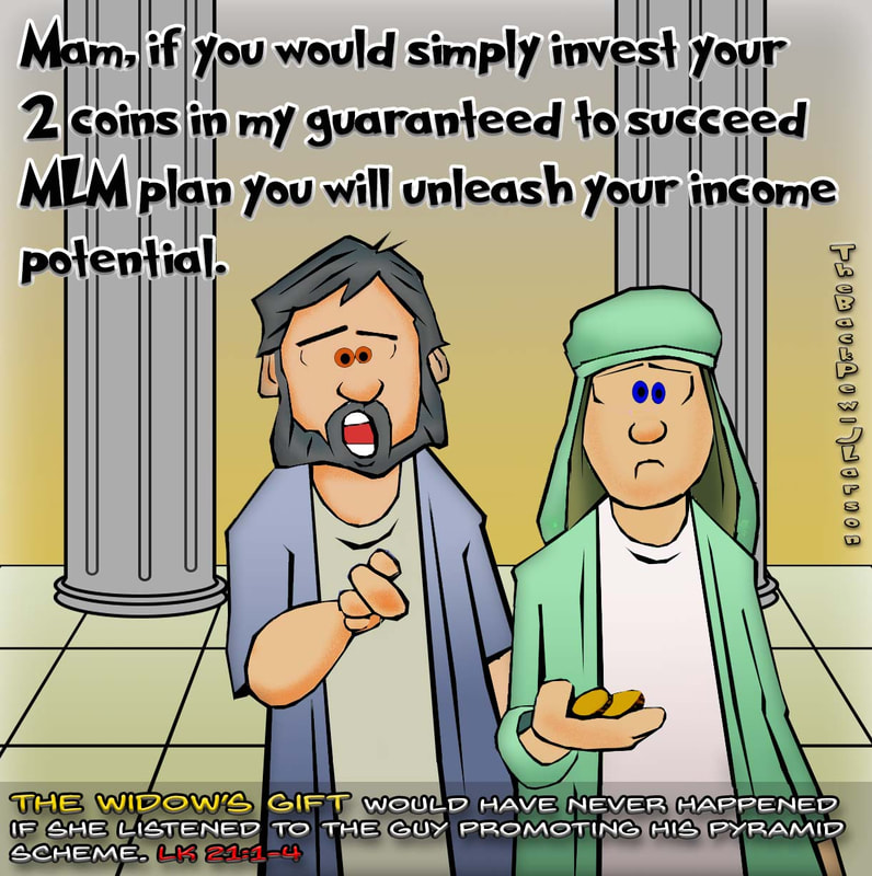 This Gospel cartoon features the Widows gift