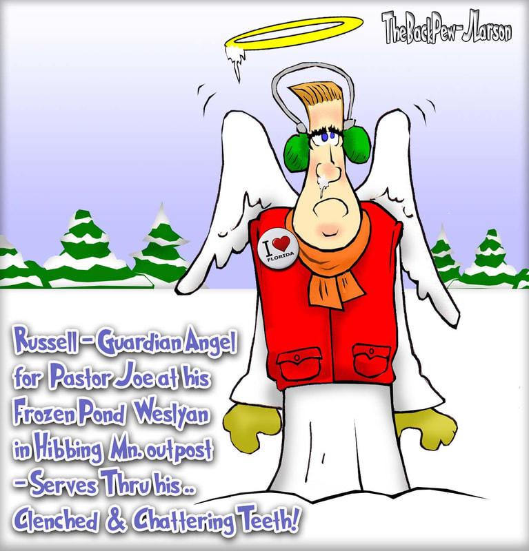 This christian cartoon features the birth of Jesus as declared by an angel from Minnesota